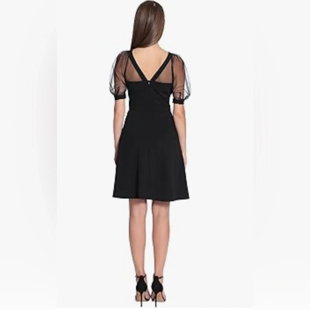 🔹 NWT Maggy London Black Fit & Flare Illusion Dress – Size 6 – Banded Ne… - Picture 5 of 5